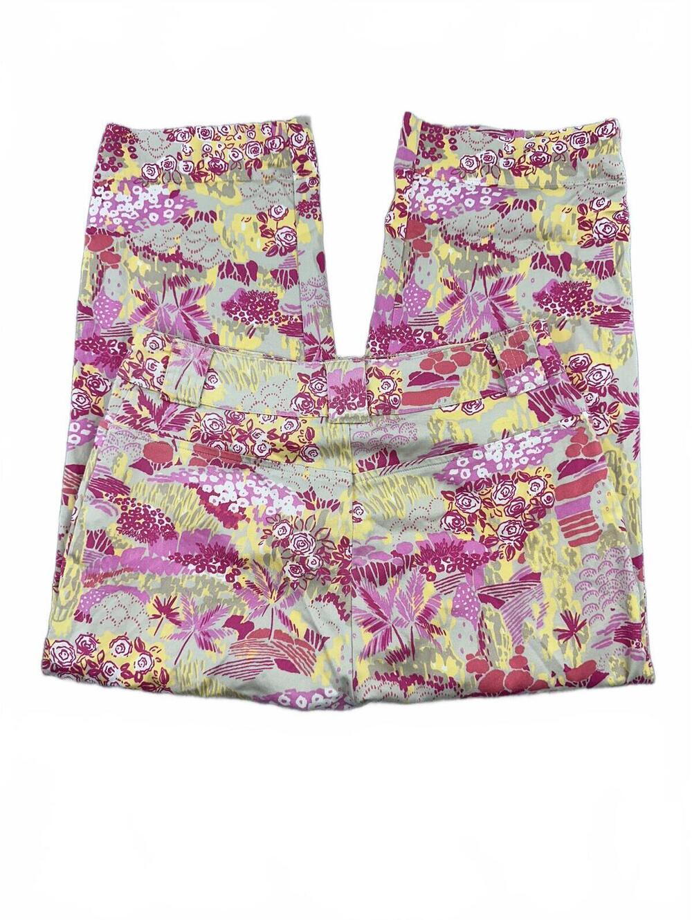 White Stag Floral Print Capri Pants Vibrant Pink Yellow